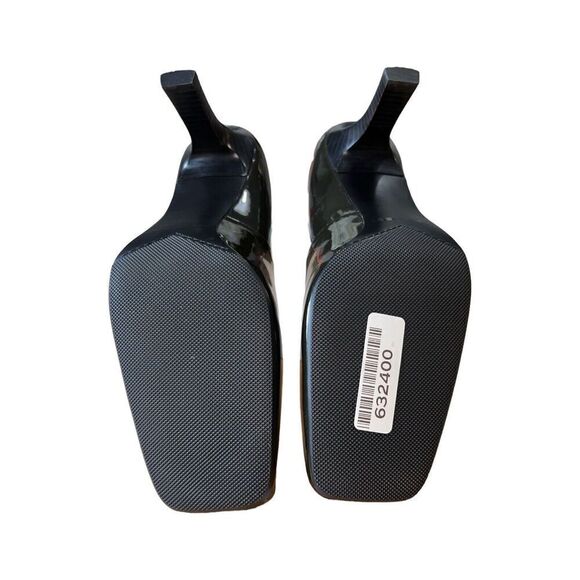 Nine West Green/Black Patterned Leather Square Toe Pump-Iridescence Wmn Sz 10 - Picture 12 of 13